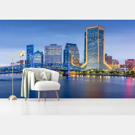 Wall mural Jacksonville skyline at dusk • Wallissimo®