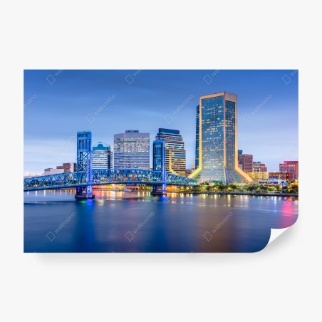 Wall mural Jacksonville skyline at dusk • Wallissimo®