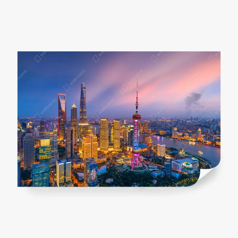 Wall mural Shanghai skyline at dusk