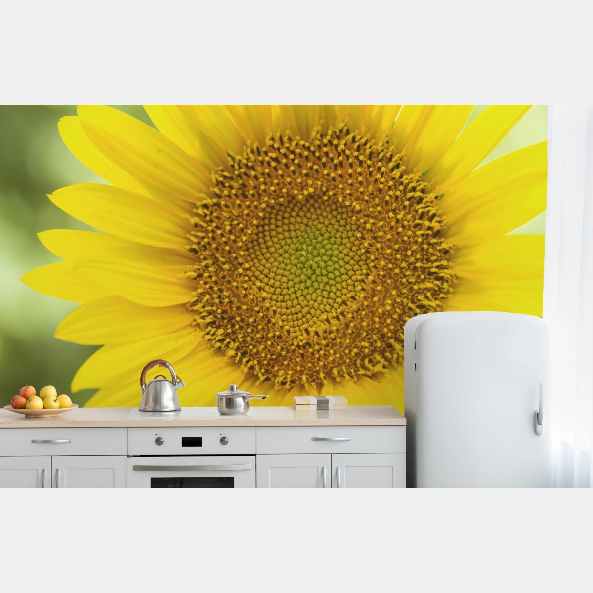 Wall mural bright sunflower close-up • Wallissimo®