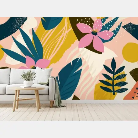 Wall mural tropical abstract floral artwork • Wallissimo®