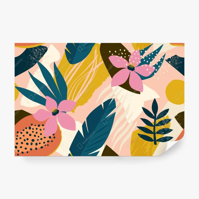 Wall mural tropical abstract floral artwork