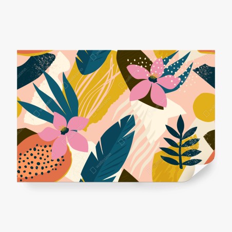 Wall mural tropical abstract floral artwork • Wallissimo®