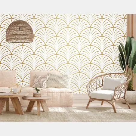 Wall mural gold art deco fan pattern • Wallissimo®