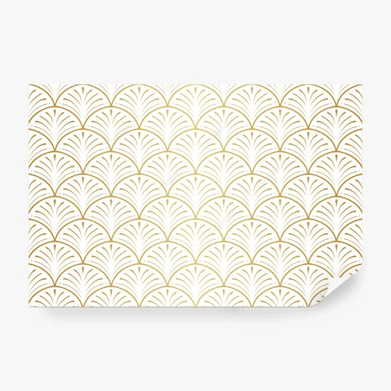 Wall mural gold art deco fan pattern