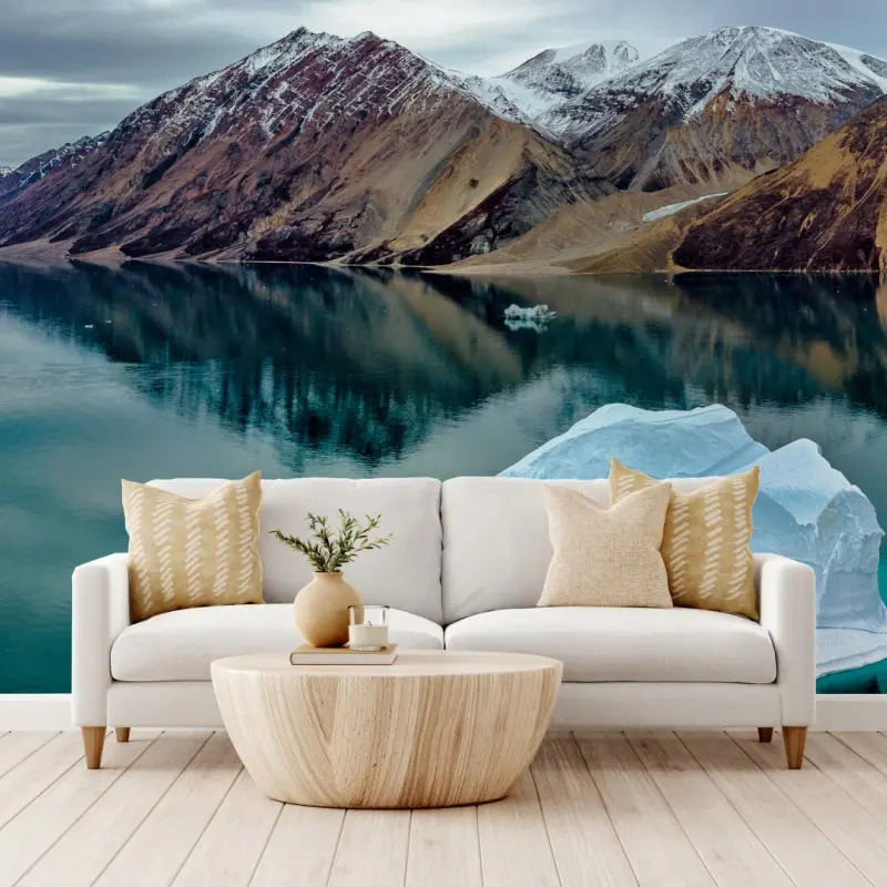 Wall mural iceberg and mountain reflections in turquoise waters