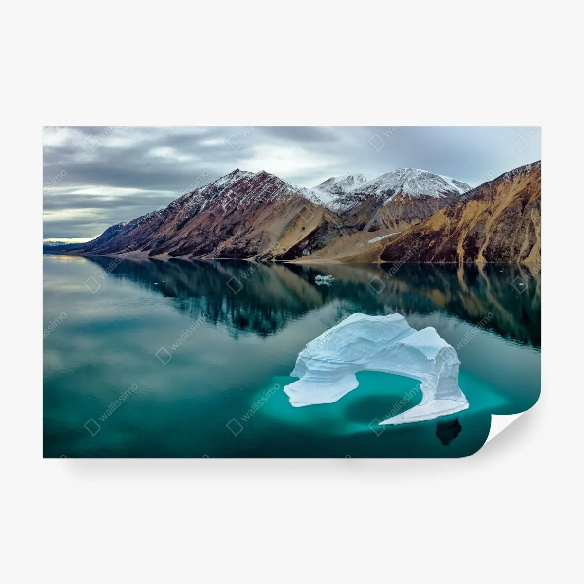Wall mural iceberg and mountain reflections in turquoise waters • Wallissimo®