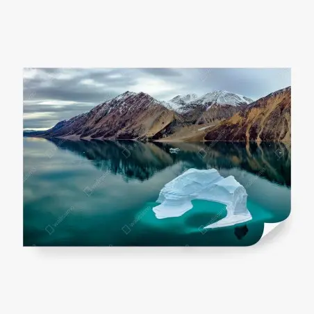 Wall mural iceberg and mountain reflections in turquoise waters • Wallissimo®