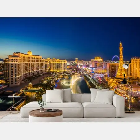 Wall mural Las Vegas skyline at night • Wallissimo®