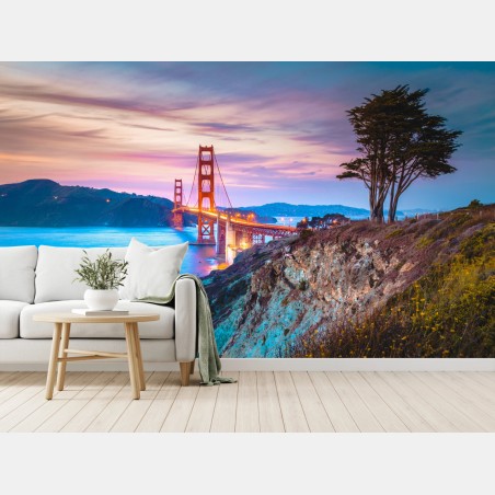 Wall mural Golden Gate Bridge at twilight • Wallissimo®