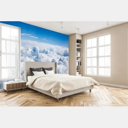 Wall mural serene blue cloudscape • Wallissimo®