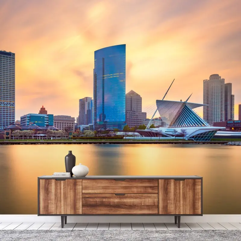 Wall mural Milwaukee skyline at twilight