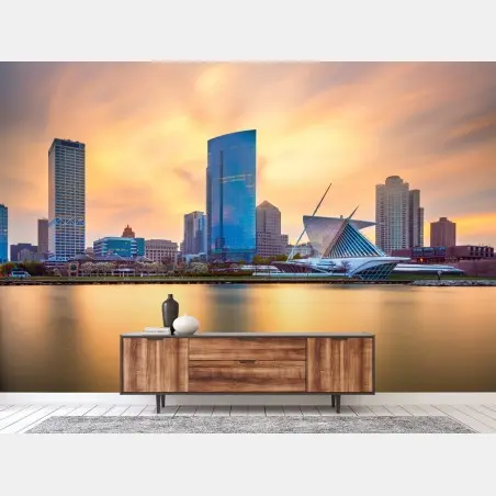 Wall mural Milwaukee skyline at twilight • Wallissimo®