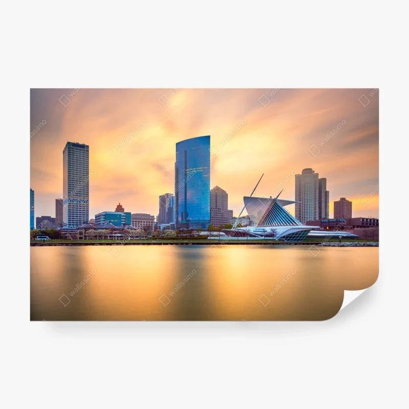 Wall mural Milwaukee skyline at twilight