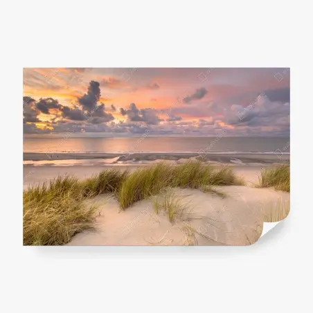 Wall mural sunset over Zeeland dunes • Wallissimo®
