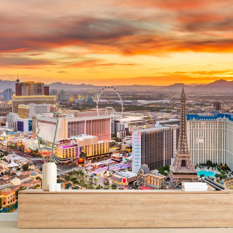Wall mural Las Vegas skyline at sunset