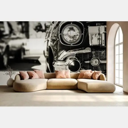 Wall mural vintage chrome classic car close-up • Wallissimo®