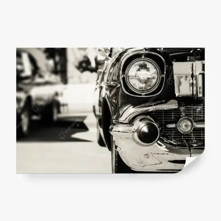 Wall mural vintage chrome classic car close-up • Wallissimo®