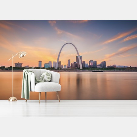Wall mural St. Louis skyline at twilight • Wallissimo®