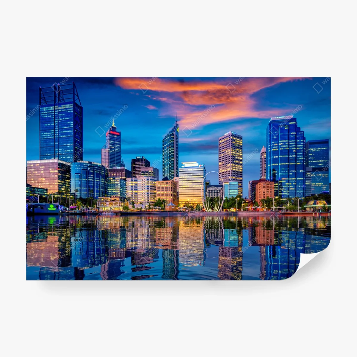 Wall mural Perth skyline at sunset ⁕ Wallissimo®