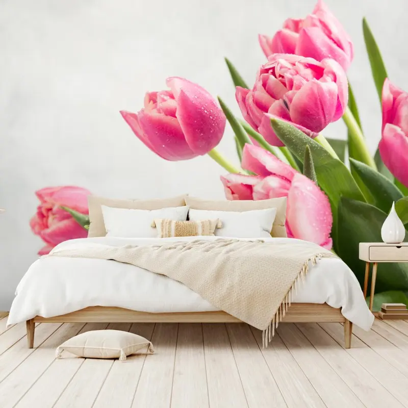 Wall mural elegant pink tulip bouquet