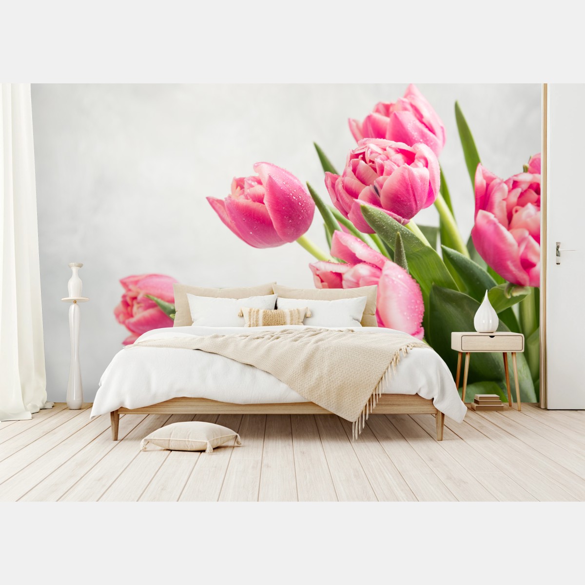 Wall mural elegant pink tulip bouquet • Wallissimo®
