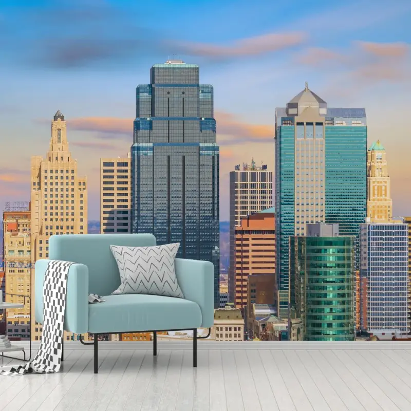 Wall mural Kansas City skyline at sunset