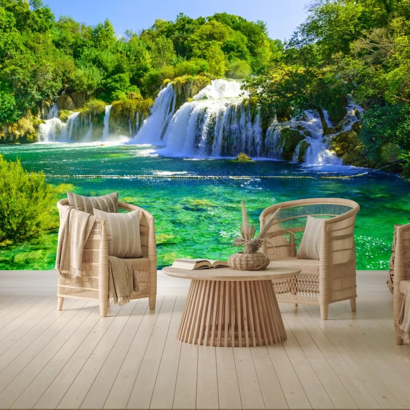 Wall mural emerald waterfall oasis