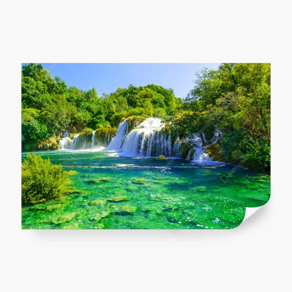 Wall mural emerald waterfall oasis ⁕ Wallissimo® Wall mural emerald waterfall oasis ⁕ Wallissimo®