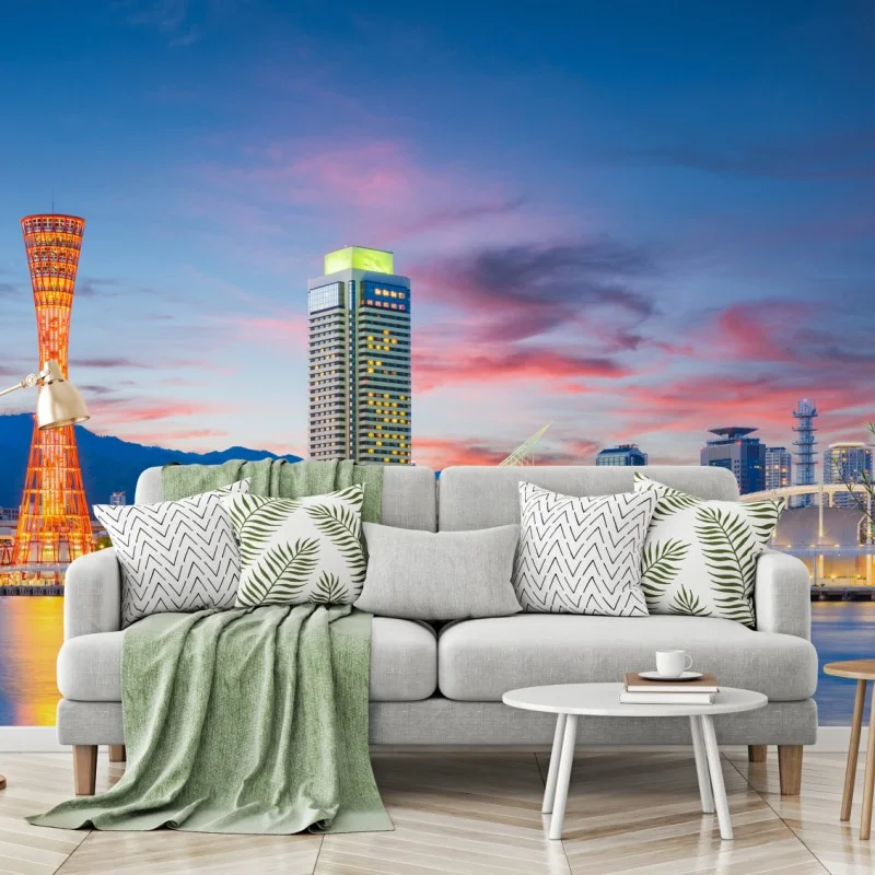 Wall mural Kobe skyline at dusk