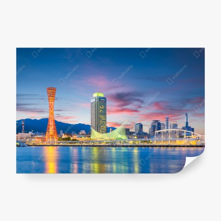 Wall mural Kobe skyline at dusk • Wallissimo®
