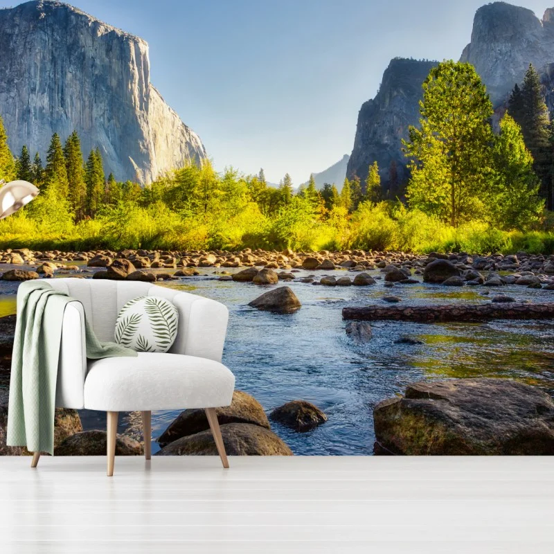 Wall mural golden river valley landscape