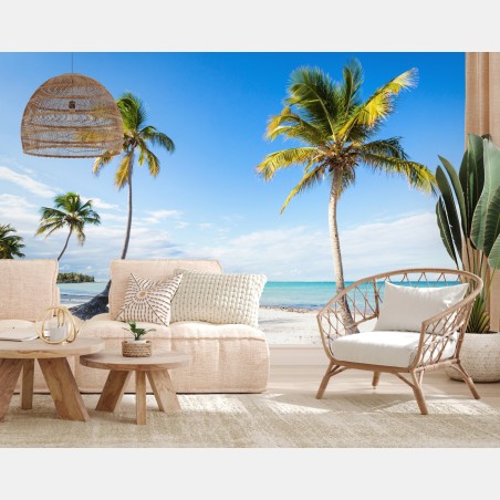 Wall mural tropical palm beach getaway • Wallissimo®