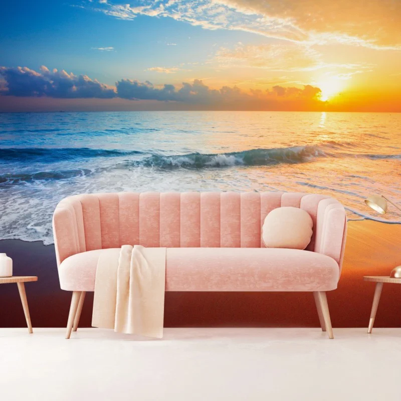 Wall mural serene sunset over the ocean