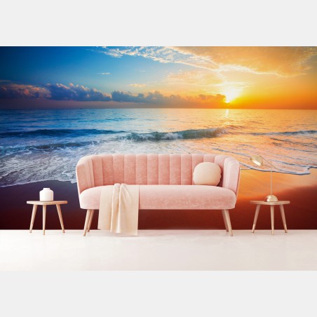 Wall mural serene sunset over the ocean • Wallissimo®