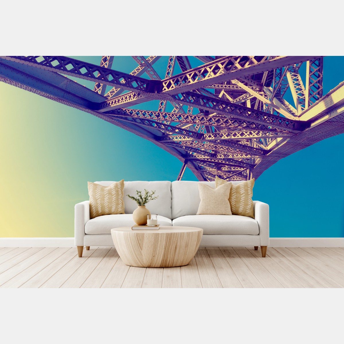 Wall mural abstract steel bridge perspective • Wallissimo®