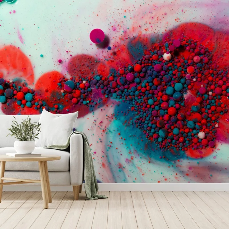 Wall mural vibrant marbled color burst