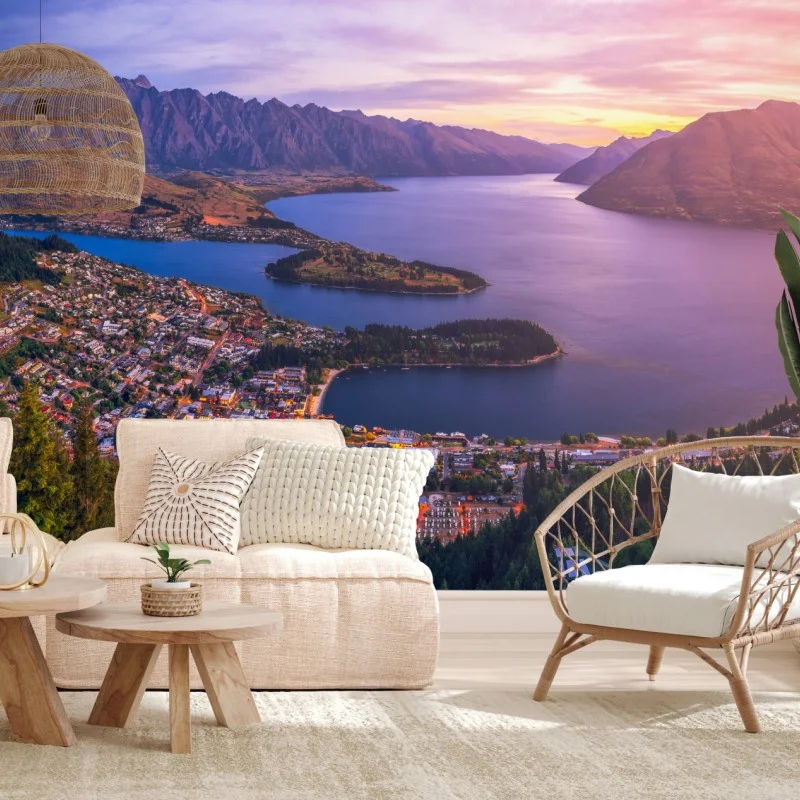 Wall mural Queenstown twilight cityscape