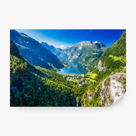 Wall mural Geirangerfjord mountain panorama • Wallissimo®
