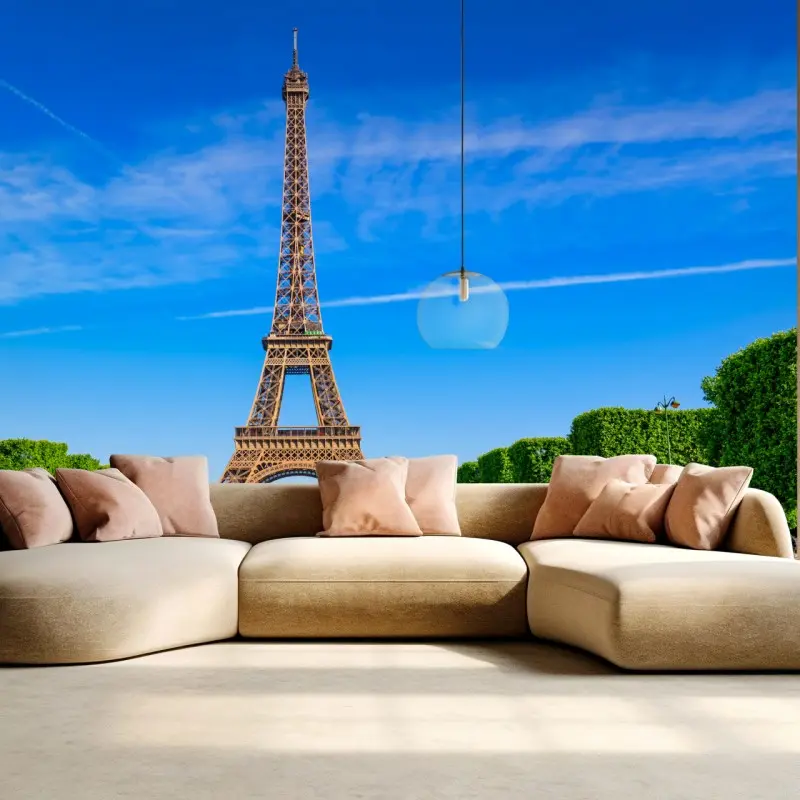 Wall mural Eiffel Tower at Champ de Mars, vibrant Paris skyline