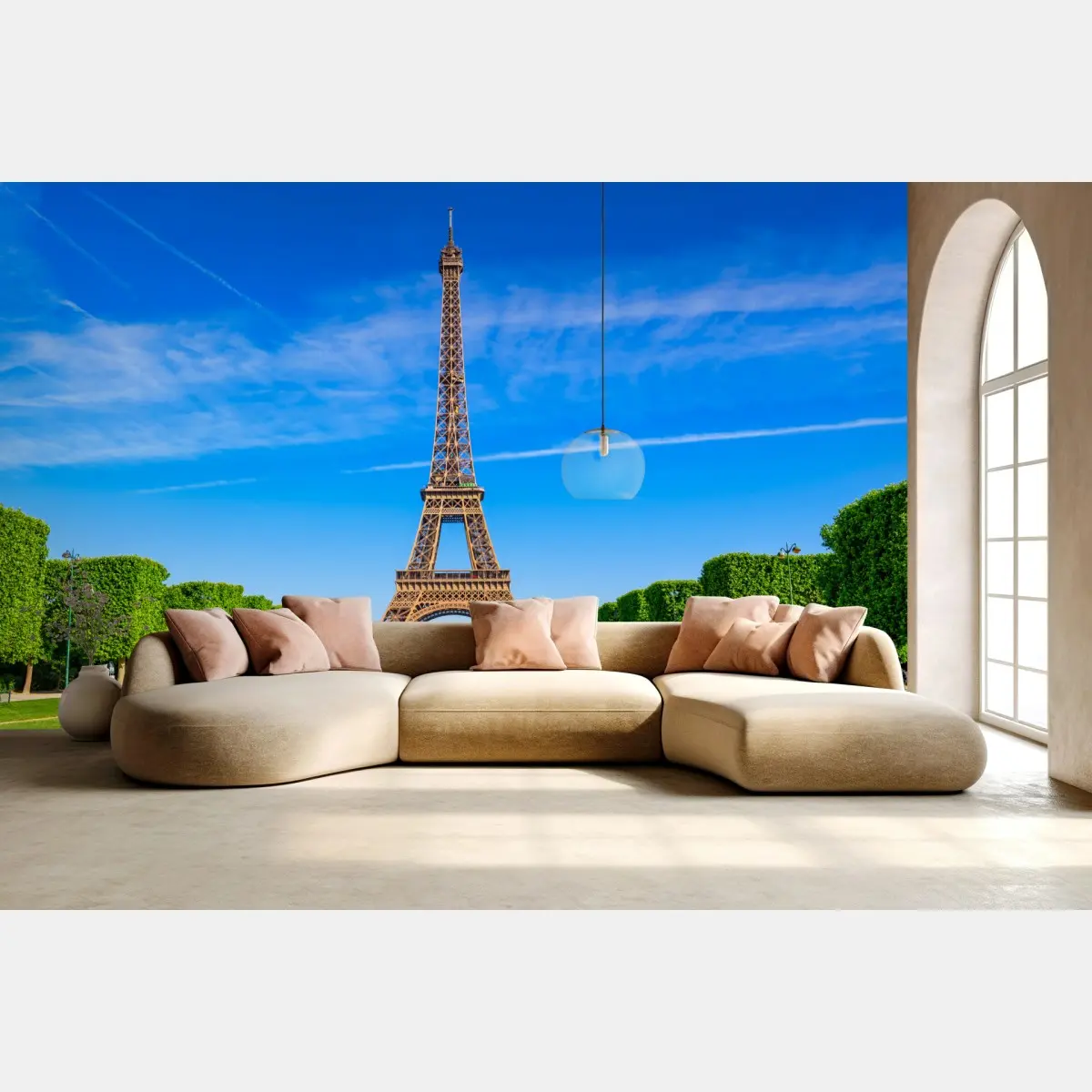 Wall mural Eiffel Tower at Champ de Mars, vibrant Paris skyline • Wallissimo®