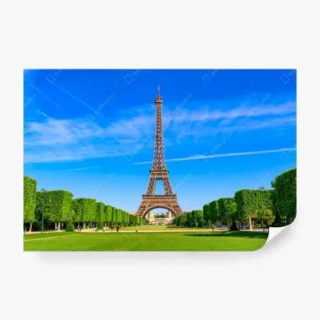 Wall mural Eiffel Tower at Champ de Mars, vibrant Paris skyline • Wallissimo®