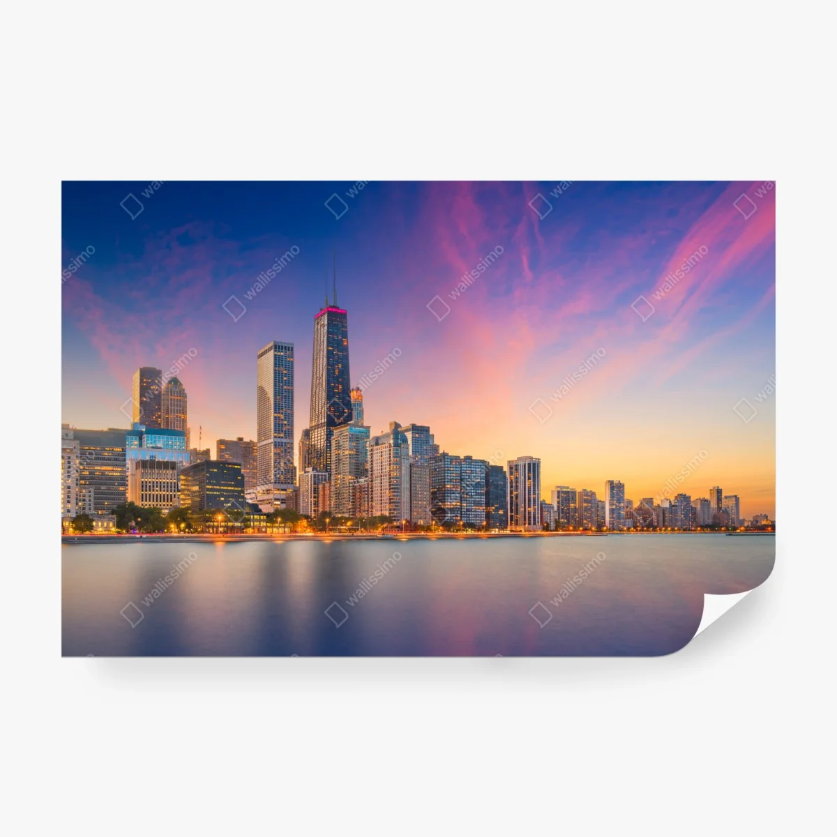 Wall mural Chicago skyline at dusk ⁕ Wallissimo® Wall mural Chicago skyline at dusk ⁕ Wallissimo®