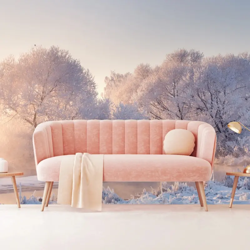 Wall mural frosted trees at sunrise