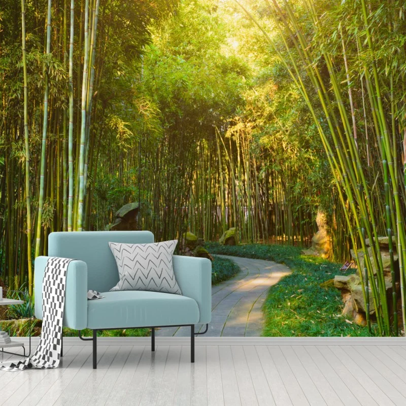 Wall mural serene bamboo forest pathway