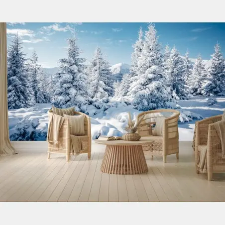 Wall mural winter calm in the Carpathian spruces • Wallissimo®