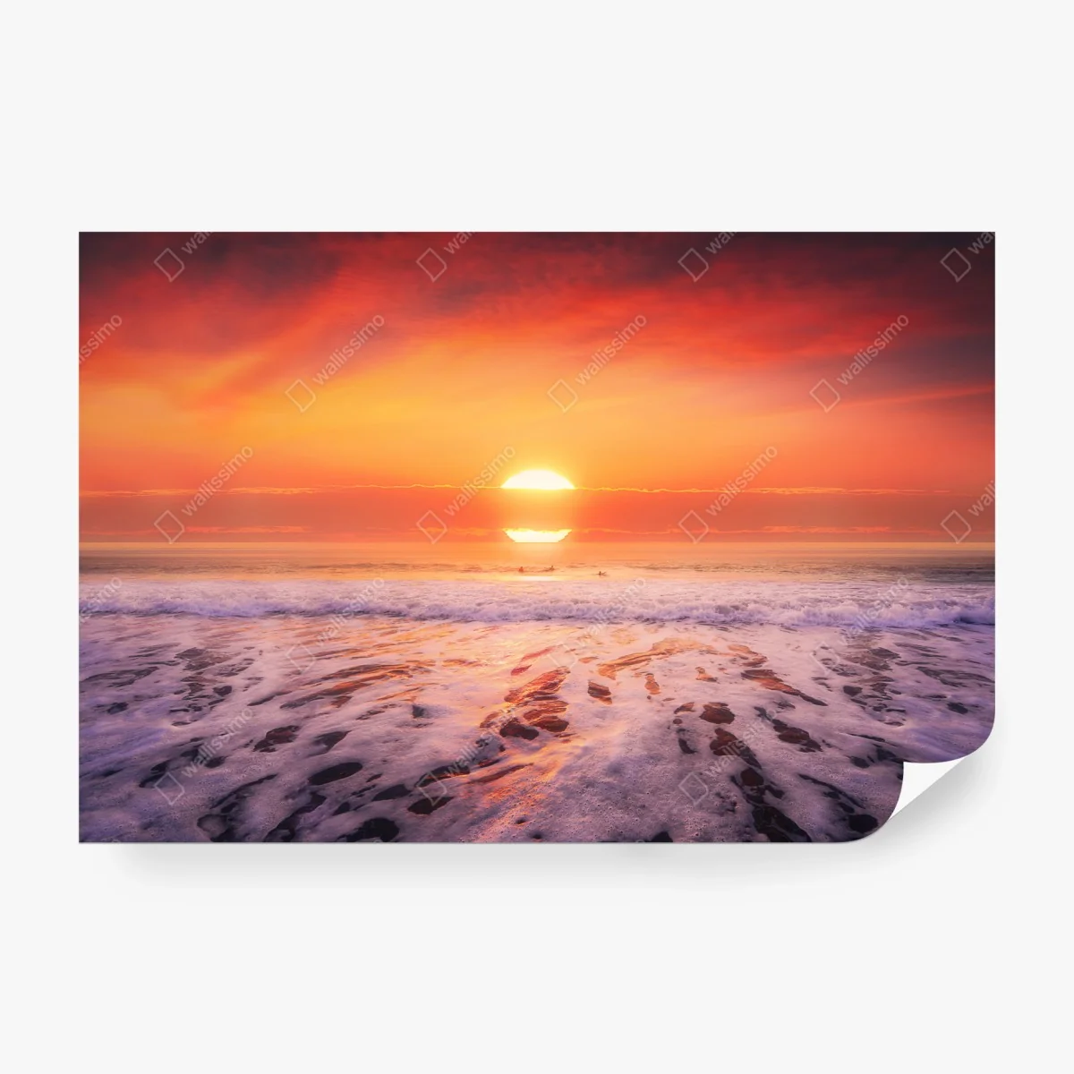 Wall mural golden sunset over tranquil beach ⁕ Wallissimo® Wall mural golden sunset over tranquil beach ⁕ Wallissimo®