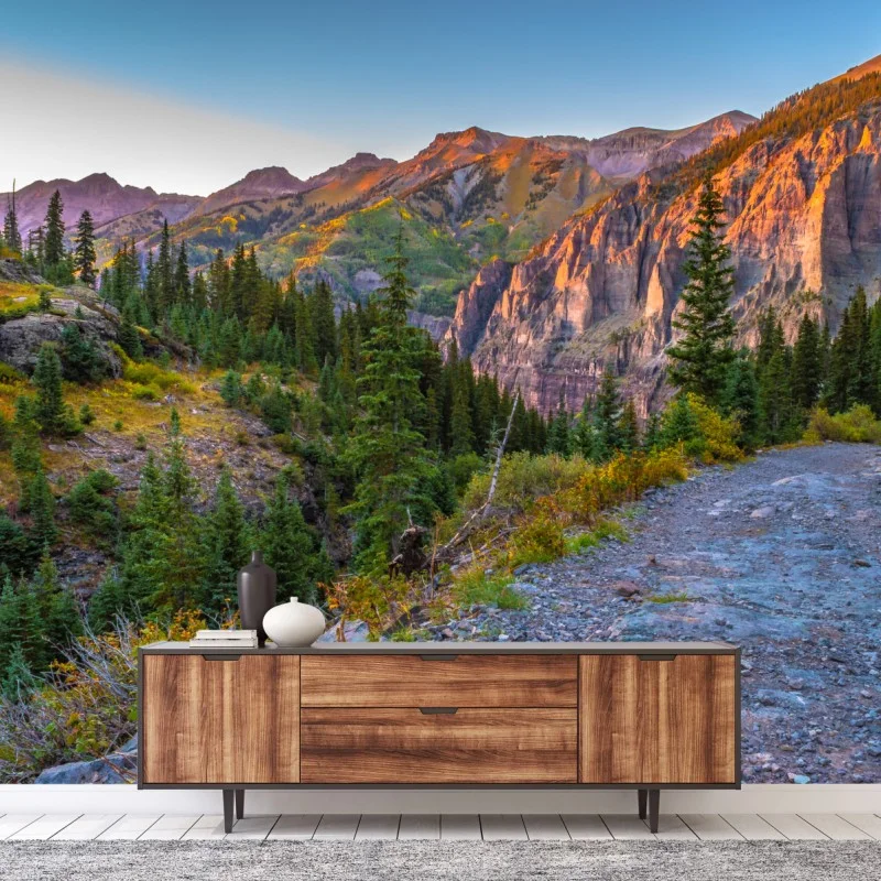 Wall mural alpine sunset mountain trail