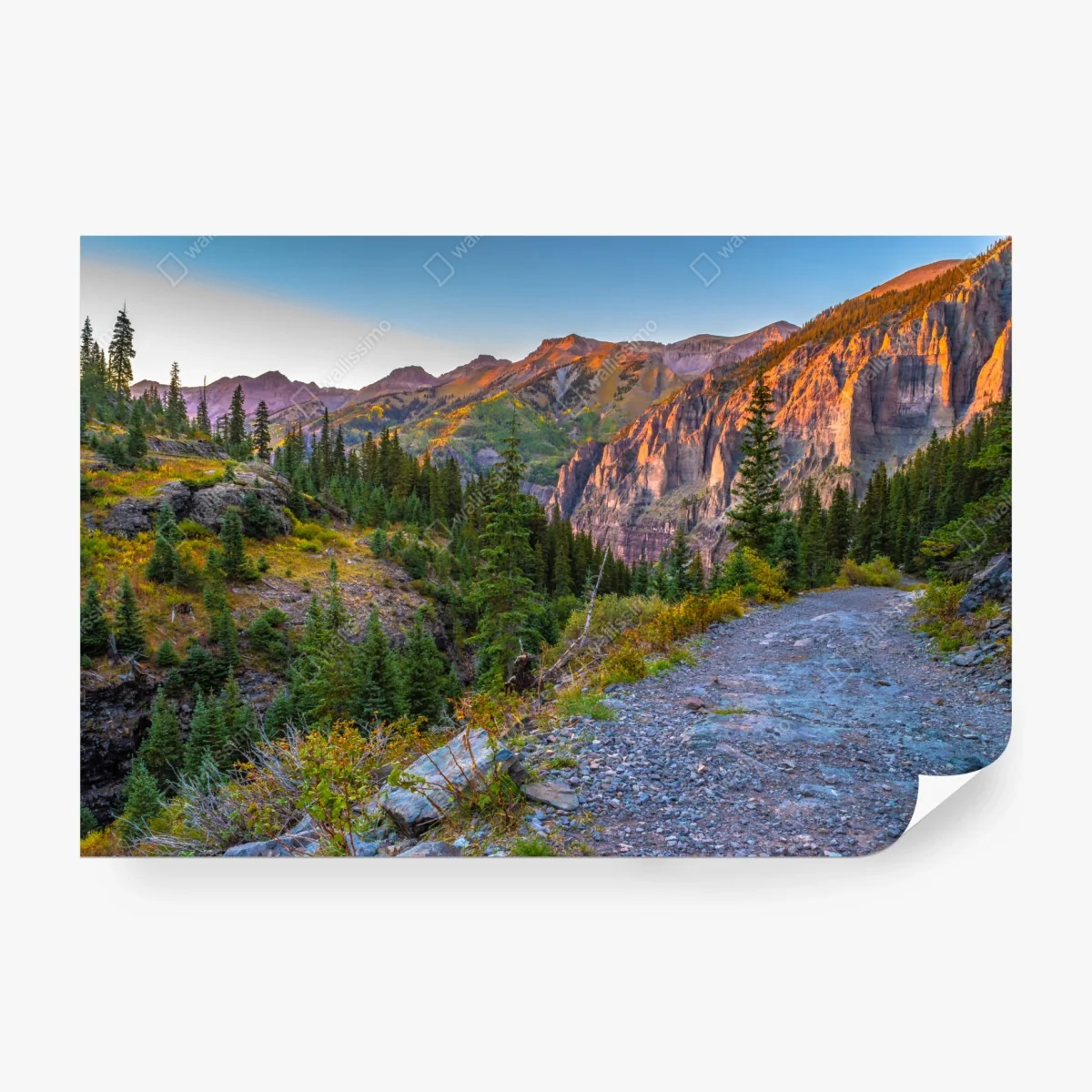 Wall mural alpine sunset mountain trail • Wallissimo®