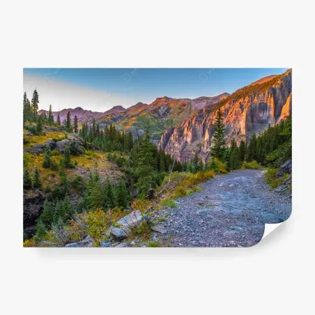 Wall mural alpine sunset mountain trail • Wallissimo®